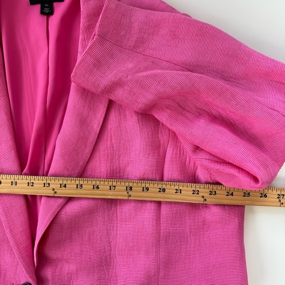 Halogen Women's Bright Pink Corduroy Trench Jacket Ribbed Lightweight Size 2X - Picture 7 of 10